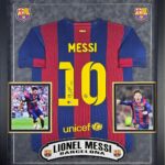 Lionel Messi Signed Autographed Barcelona 2020-21 Home Jersey Framed Beckett