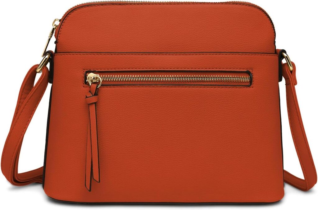 LA TERRE Small Crossbody Bag, Dome Shoulder Bag with Zipper Pocket Adjustable Strap