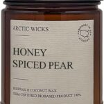 Arctic Wicks Scented Coconut Beeswax Candles | Coconut Beeswax Non Toxic Candle 9oz Amber | Farmhouse Candles Non-Toxic Clean Burn 100% USDA Certified Biobased (Honey Spiced Pear)