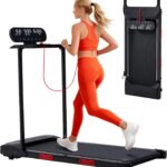 Electric Walking Pad with Handle Bar, 3.5HP Compact Walking Pads Treadmill with Handles, 0.6-10.0MPH Portable Small Treadmills for Home Office Apartment Small Spaces, 400LBS with Big Screen