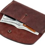 Handmade Crazy Horse Leather Envelope Wallet, Full Grain Genuine Leather Card Holder with 2 Card Slots, Vintage Slim Hand-Stitched Wallet