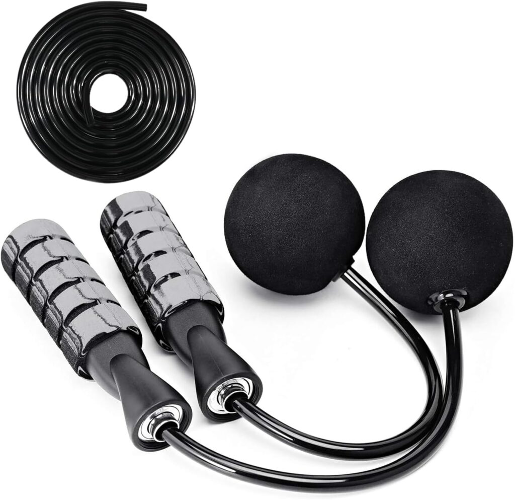2 in 1 Jump Rope for Women Men and Kids – Tangle-Free Cordless Skipping Jump Rope with Ball Bearings and Foam Handles for Rapid Speed Fitness Workouts