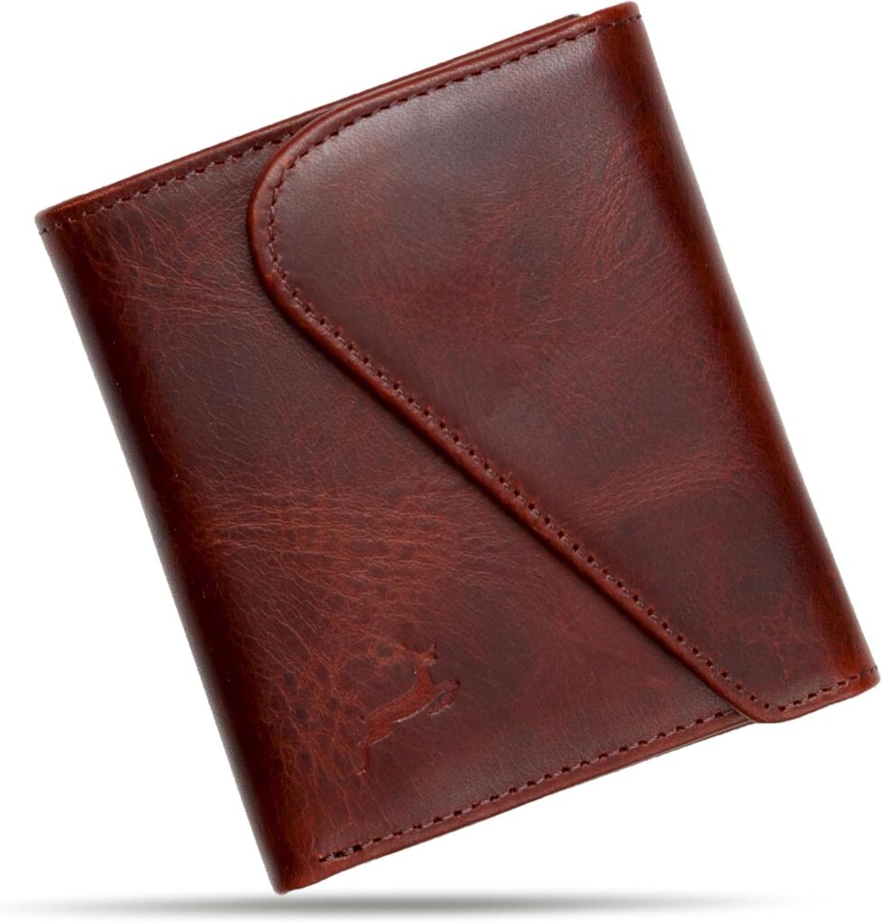 Leather RFID Wallet for Men, Slim Leather Mens Wallet, Handcraft Men’s Wallets, Card Cases & Money Organizers, Magnetic Closure Sleek RFID Blocking Thin Mens Wallets with 9-12 Card Slots & Gift Box