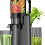 Cold Press Juicer, Juicer Machines with 5.4″ Wide Feed Chute for Juice Extractor, Slow Masticating Juicer for Vegetables & Fruits with High Juice Yield, Easy to Clean (Black)