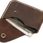 Handmade Genuine Leather Card Holder with Snap Closure – Ultra Slim Minimalist Wallet, Hand-Stitched Compact Front Pocket Card Case for Men & Women (Dark Coffee)