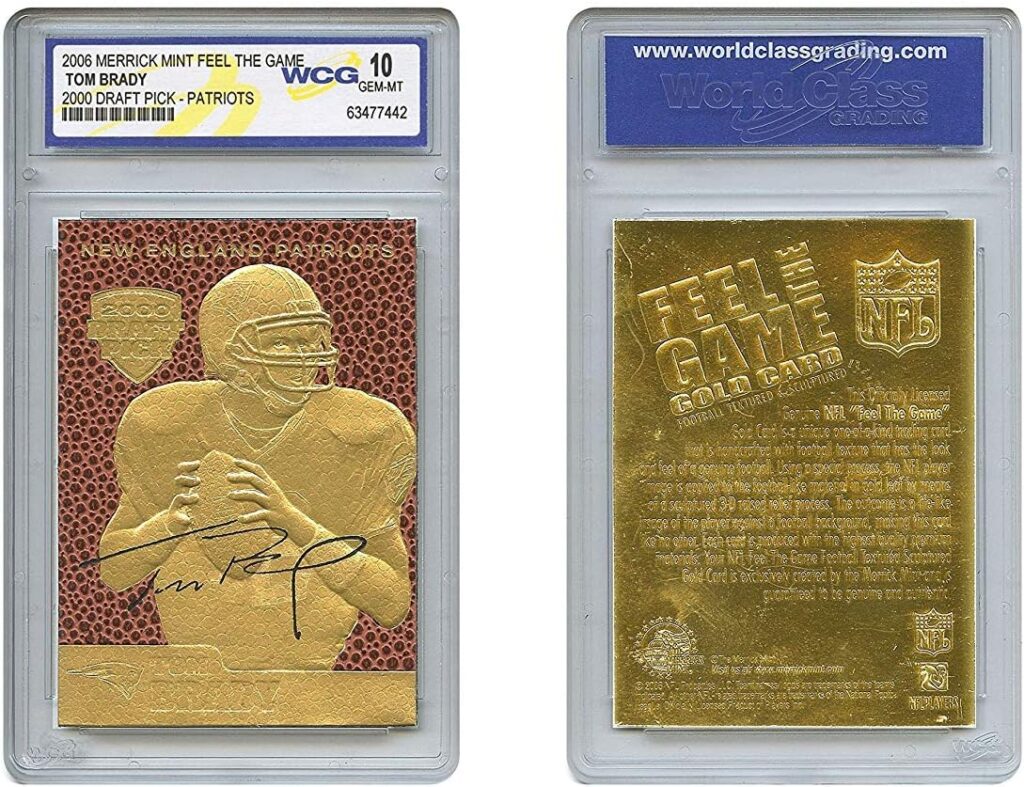 TOM BRADY 2000 Draft Pick FEEL THE GAME Gold Card Rookie – Graded GEM MINT 10