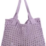 ENBEI Women’s Beach Tote Bag, Crochet Knit Hollow Design, Stylish Tote for Beach,Travel and Everyday Use Aesthetic Handbag