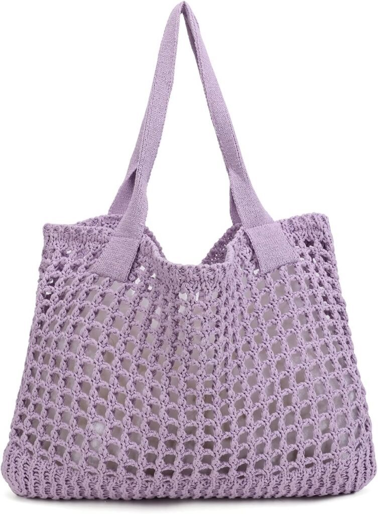 ENBEI Women’s Beach Tote Bag, Crochet Knit Hollow Design, Stylish Tote for Beach,Travel and Everyday Use Aesthetic Handbag