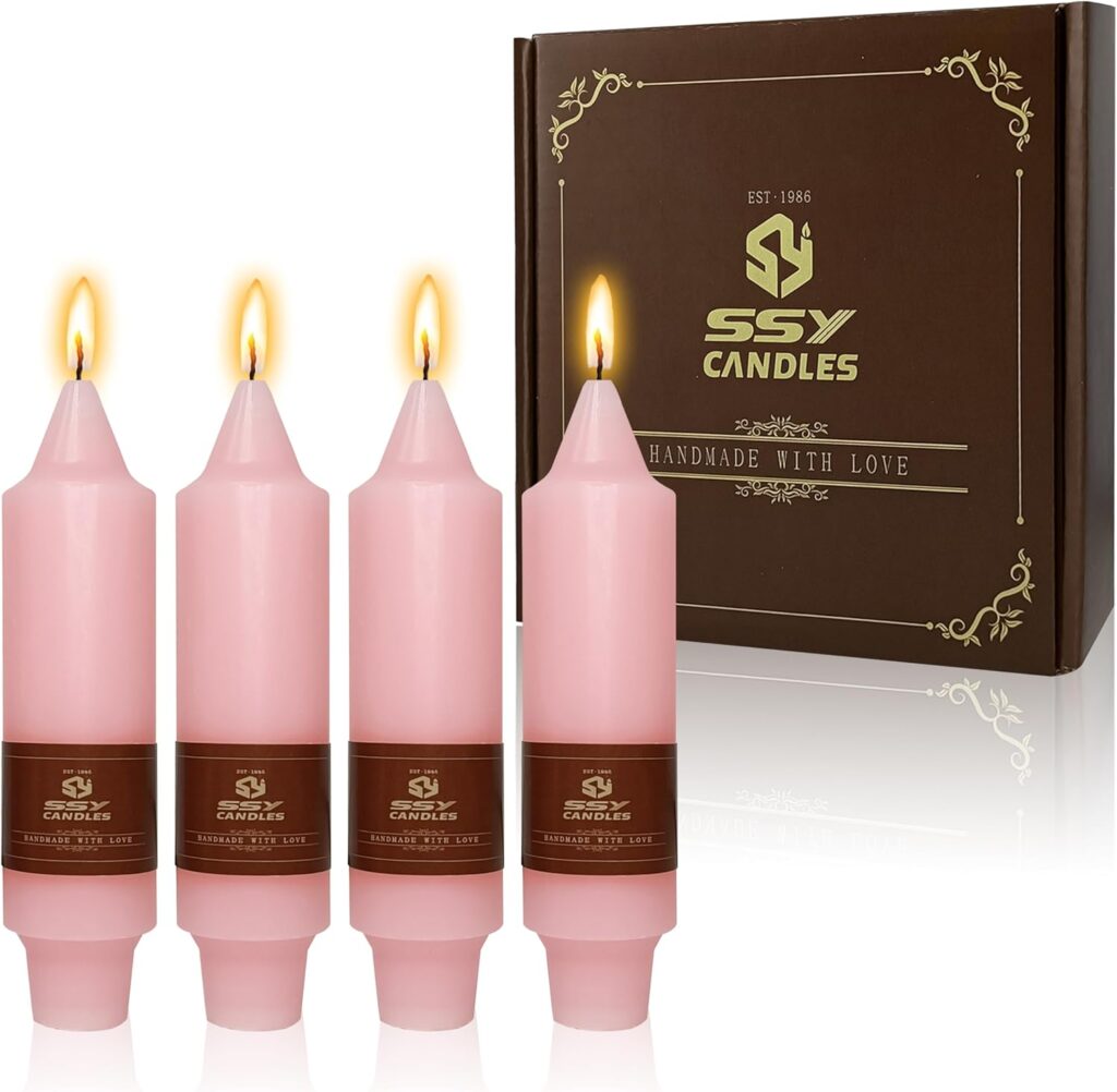 Handmade Taper Candles – 4 Pink Small Candles, 5 Inch, for Dinner, Wedding, Home Decor