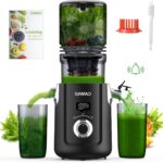 OMMO Cold Press Juicer Machines : 5.1″ Wide Feed Chute Slow Masticating Juicer for Whole Fruits & Vegetables, Easy to Clean, High Juice Yield, BPA Free, Black