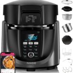Nuwave Duet Electric Pressure Cooker & Air Fryer Combo, 450 IN 1 Slow Cooker & Grill with Integrated Digital Temp Probe, 6qt SS Pot, Adjustable High/Low Pressure, Built-in Sure-Lock Safety Tech