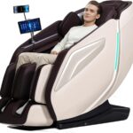 4D Massage Chair Full Body Zero Gravity Recliner – 55“ SL-Track,15 Auto Modes,11 Massage Technique,40 Airbags Massage,with Yoga Stretch,APP Control,Shiatsu Foot Massage(Coffee)
