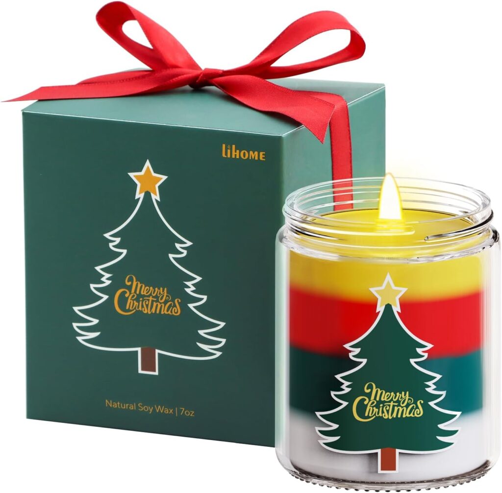 Christmas Candles – Christmas Gifts for Women, Aromatherapy Candle for Home Scented, Natural Soy Wax Fir Scented Candles