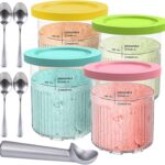 Creami Deluxe Pint Containers Replacement for Ninja Creami Pints and Lids – 4 Pack 24oz Creamy Icecream Cups Compatible with Ninja NC500 & NC501 Series Deluxe 11-in-1 Ice Cream Maker, Dishwasher Safe