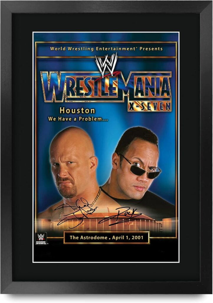 HWC Trading Wrestlemania 17 16 x 12 inch Framed Gifts Printed Signed Autograph Picture for WWE & WWF Memorabilia Fans – 16″ x 12″ Framed