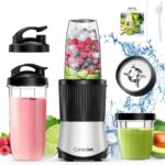 Consciot CB08 11-Piece Blender for Kitchen and Personal Size, Blend Shakes and Smoothies, Frozen Drinks, Baby Food, Spreads & More, 3 Portable To-Go Cups & 2 Spout Lids & 1 Solid Lid, 900 Peak Watts