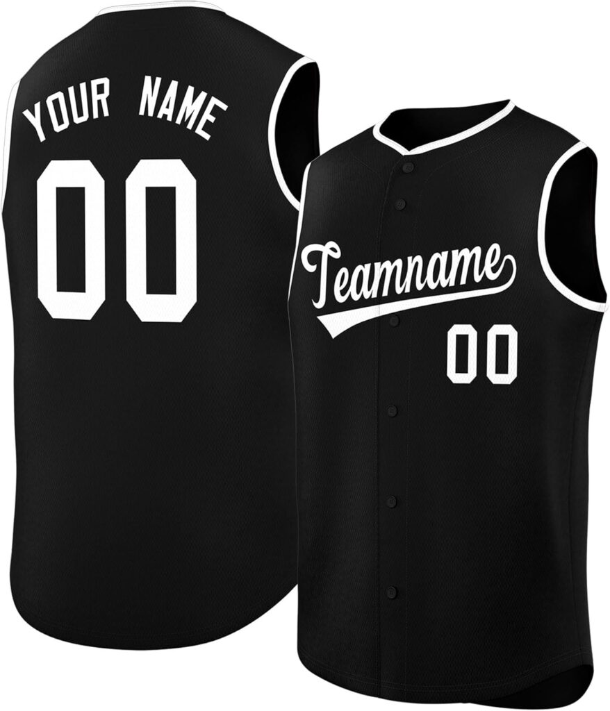 Custom Men Full Button Sleeveless Baseball Jersey Personalized Stitched Name Number for Women Youth