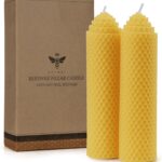 Beeswax Pillar Candles Set of 2 – Handmade Pure Beeswax Rolled Candles for Gift & Home Decor (1.5×6 in)