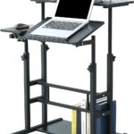 UNICOO Portable Standing Desk on Wheels, Height Adjustable Mobile Workstation, Versatile for Home Office, Rolling Sit-Stand Design, Ergonomic