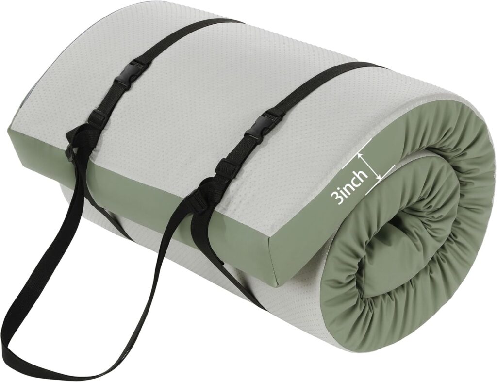 MABOZOO 3 Inch Thick Yoga Mat, Extra Thick Gymnastics Mat With Carrying Handles for Men Women, PU Leather Anti-Tear Fitness Foam Exercise Mat for Yoga, Pilates, Stretching