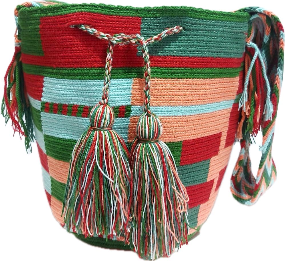 Handmade Wayuu Crochet Tote Bag, Woven Mochila, Colombian Tribal Bag, Beach Bag
