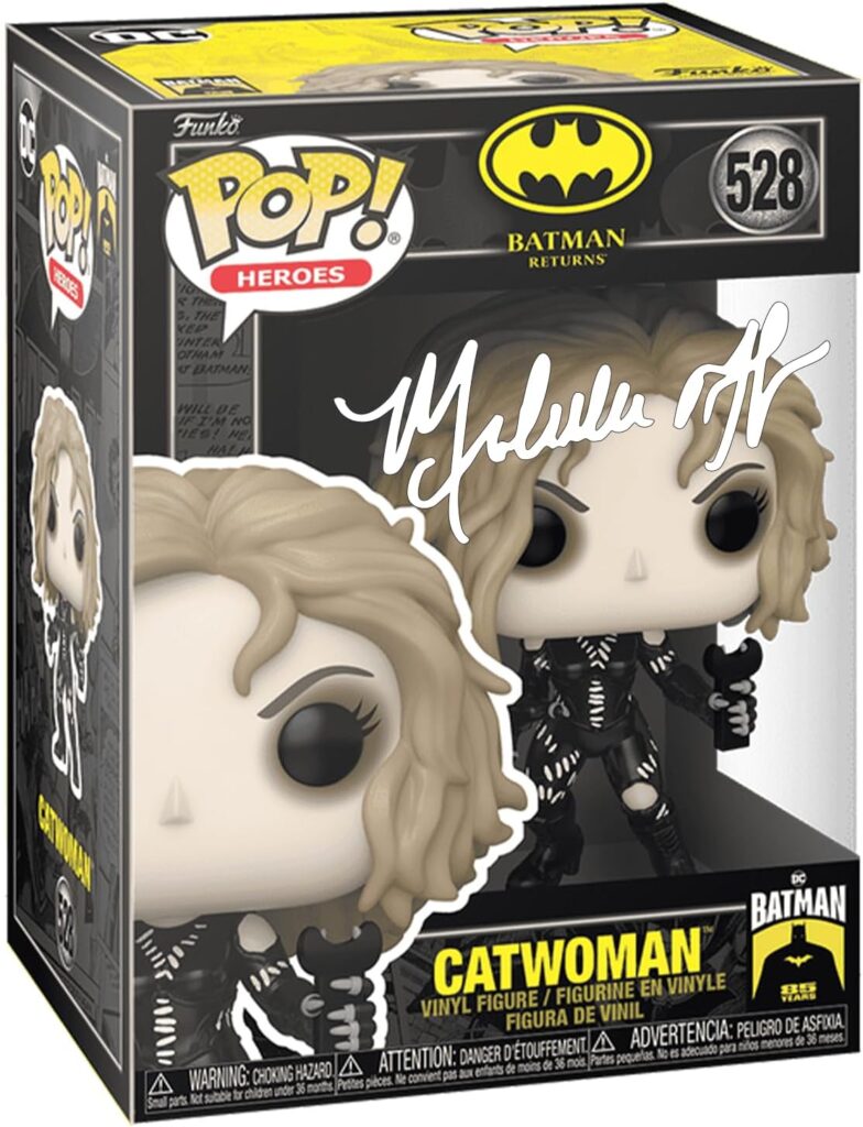 Michelle Pfeiffer Catwoman Unmasked #528 Facsimile Signed Reprint Laser Autographed Funko POP! Movies Batman Returns Figurine with Protector Case