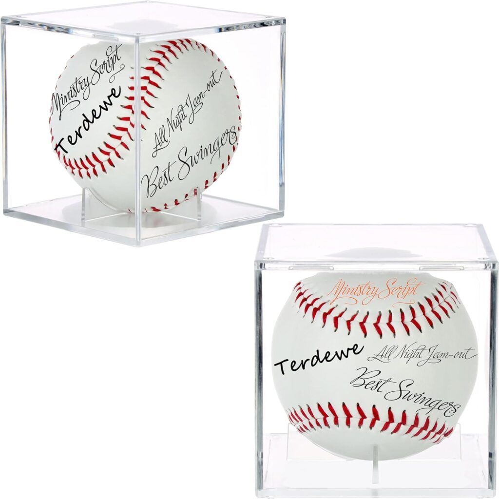 2 Pack Baseball Display Case, Baseball Box with UV Protected,Acrylic Baseball Boxes for Display,Baseball Cube Memorabilia Display Protector,Official Baseball Autograph Display Case