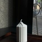 Ribbed Peak Pillar Candle- Large Handmade Scented Soy Wax Candle with Elegant Bubble Aesthetic， Housewarming Gift, Shelf & Coffee Table Centerpiece, Gray (Small)