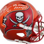 Bucs Mike Alstott “SB XXXVII Champs” Signed Flash F/S Speed Rep Helmet BAS Wit