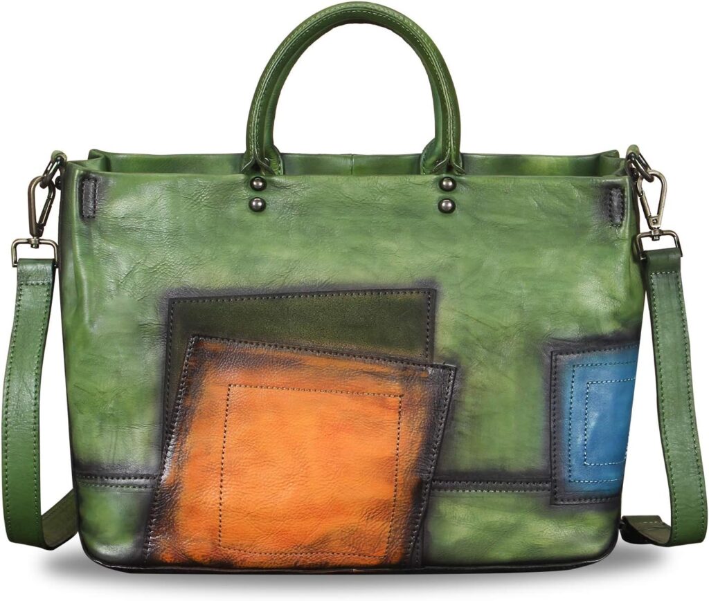 Genuine Leather Purses and Handbags for Women Vintage Handmade Leather Large Top Handle Bag Shoulder Bag Satchel