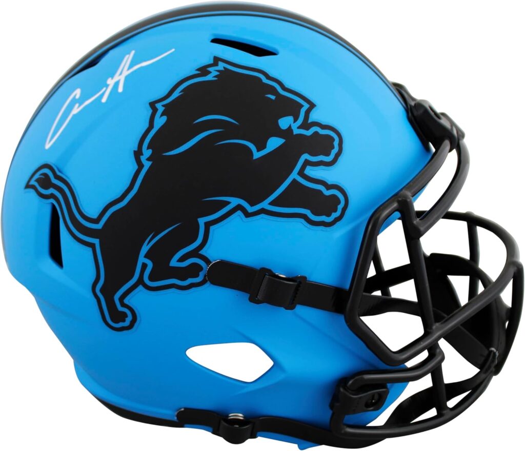 Lions Aidan Hutchinson Signed Rave Full Size Speed Rep Helmet BAS Witnessed