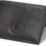 Leatherboss Genuine Leather Small Slim Bifold Wallet | Credit, Debit, ID Card Holder | Compact & Stylish with Clear ID Windows | Gift for Men, Black