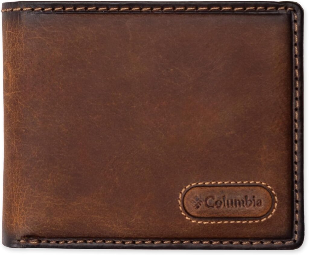 Columbia Men’s Leather Bifold Wallet – Everyday Wallet with Card Slots, ID Window & Bill Compartment