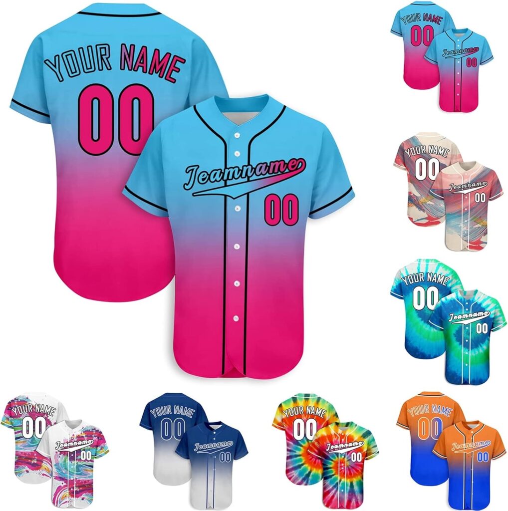 Custom Baseball Jersey Men Button Down Personalized Tee Shirt Sports Fans Print Name Numbers for Women/Kids