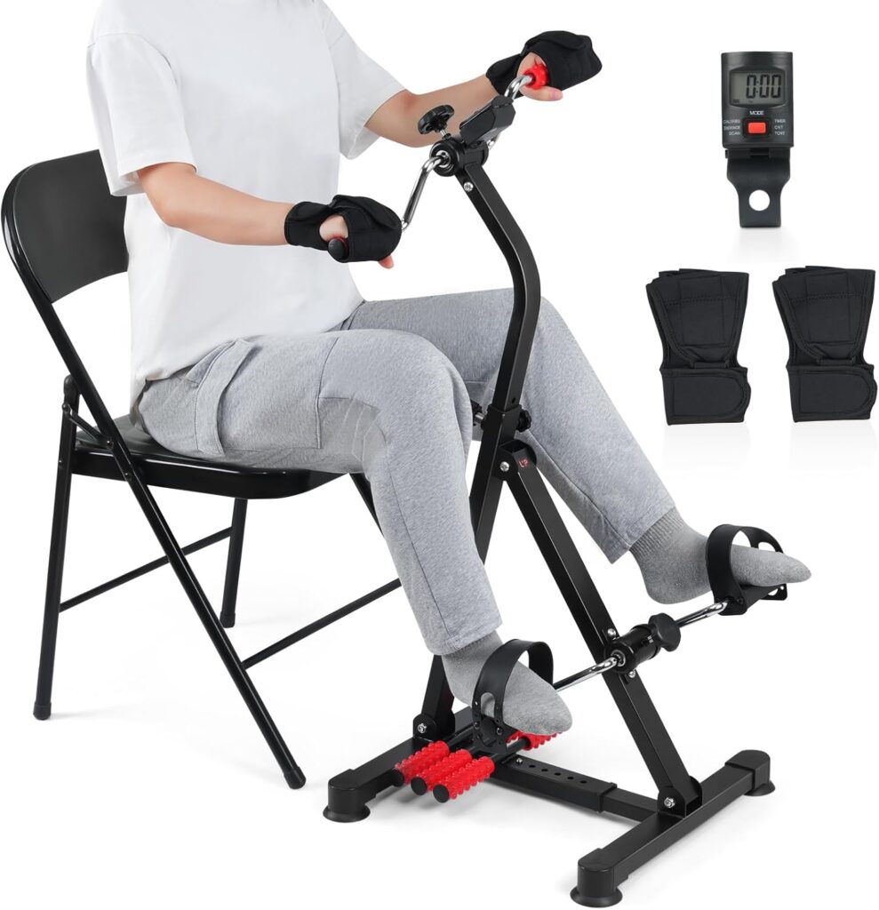Adjustable Pedal Exerciser Bike for Seniors – Hand Arm Leg and Knee Therapy, Stroke Recovery, Portable Fitness Equipment for Total Body Workout – Great Gift for Elderly Rehab
