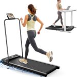 Walking Pad Treadmill with 10% Incline, 450LBS Capacity 2.5HP Under Desk Treadmill LED Display, 4 in 1 Portable Small Treadmills with Handle Bar Remote Control for Home Office Black