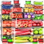 RockBerry 66 Pcs Large Food Storage Containers with Lids Airtight-Total 19075ML Stackable Kitchen Bowls Set(31 Containers,31 Lids) 2500ML to Small Box-BPA Free Leak proof Plastic Boxes-Microwave safe