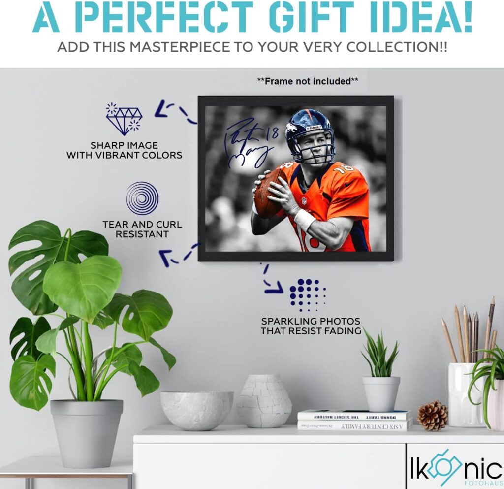 Ikonic Fotohaus Peyton Manning Signed Photo Autograph Print Wall Art Home Decor