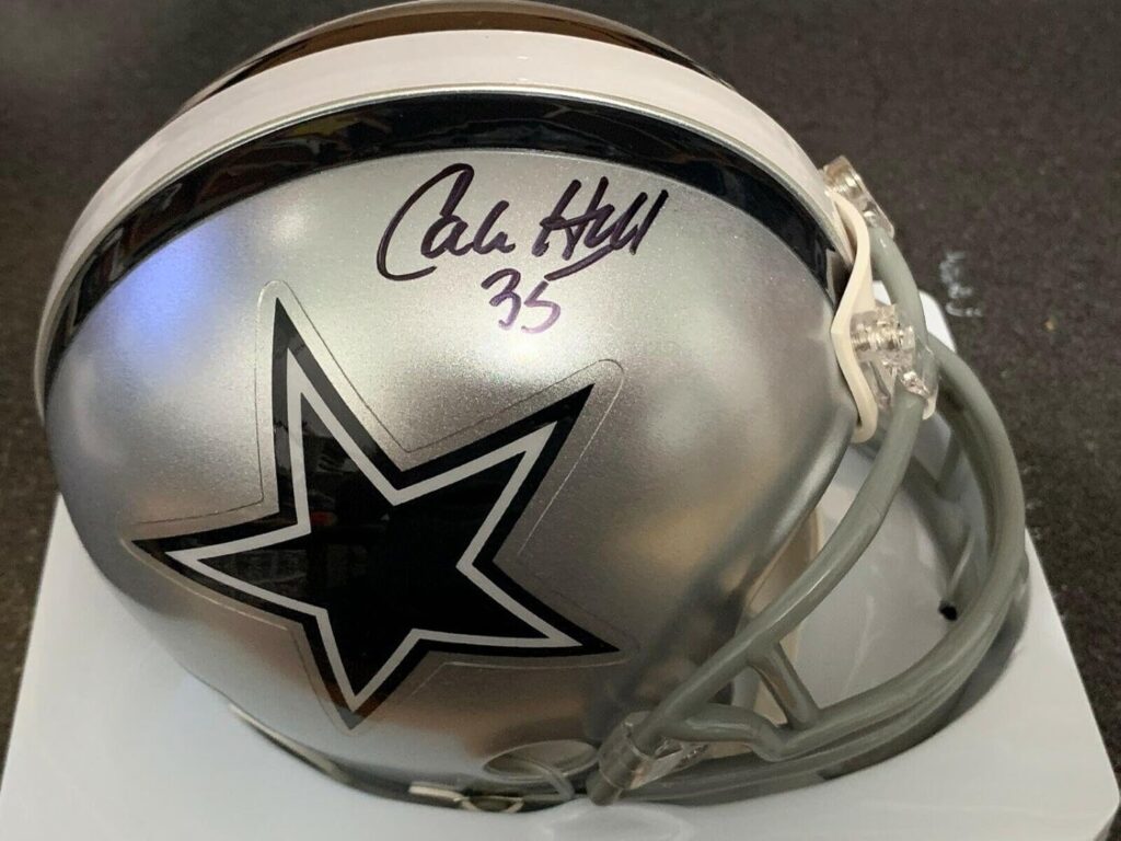 Calvin Hill Dallas Cowboys Signed Mini Helmet – Autographed NFL Mini Helmets