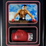 Mike Tyson Signed Glove Shadow Box JSA & Tyson Hologram Brick Wall – Autographed Boxing Gloves