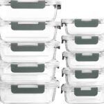 [10-Pack] Glass Meal Prep Containers with Lids, MCIRCO Food Storage Containers with Snap Locking Lids, Airtight Lunch Containers, Microwave, Oven, Freezer and Dishwasher