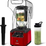CRANDDI Quiet Commercial Blender with Soundproof Shield, 2200 Watt Professional Blenders for Kitchen with 80oz Pitcher and Self-Cleaning, High-Speed Blenders K90 Red