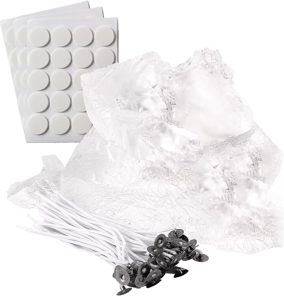 2.2 Lb Gel Wax for Candle Making Set, DIY Clear Gel Candle Wax, Handmade Jelly Candle Making Kit with 50pcs Wicks and 60pcs Wick Stickers