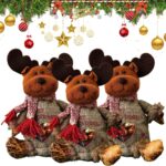 Christmas Gift Bags Zipper Design, Reusable Flax Fabric Christmas Bags For Candy, Apples (Style B)