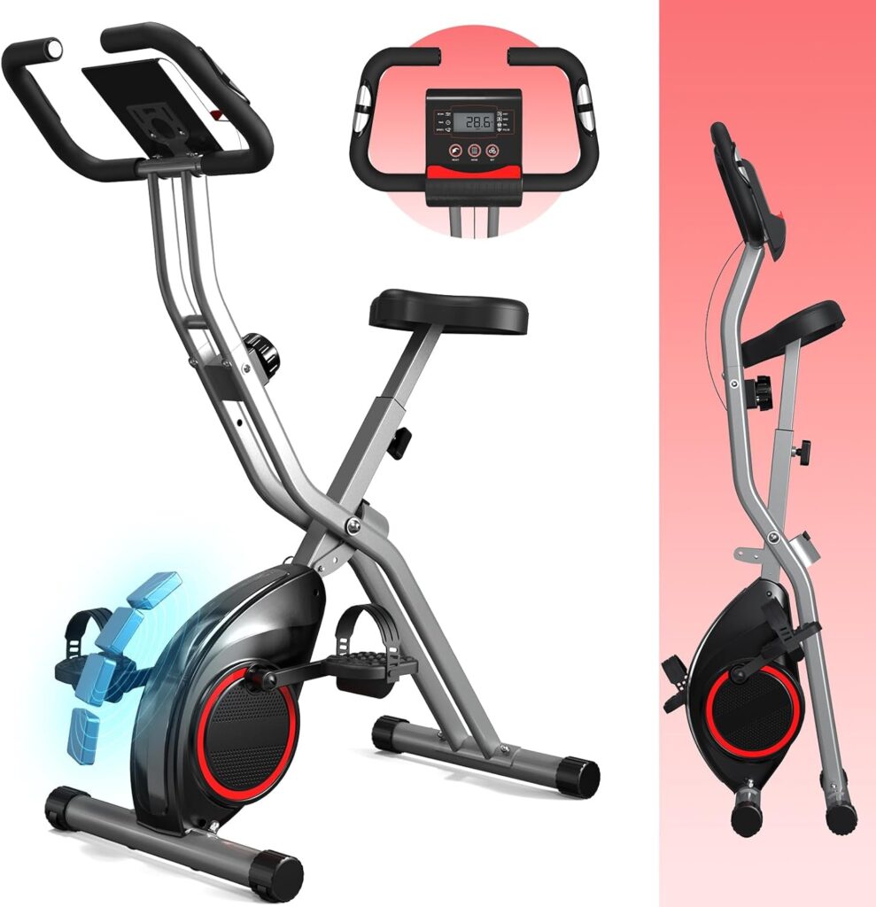 Indoor Exercise Bike Stationary Bikes for Home, Lightweight Foldable Cycling Bike with 70% Pre-Assembled, 260LBS Capacity, 5.5 LBS Flywheel for Quiet Home Workout