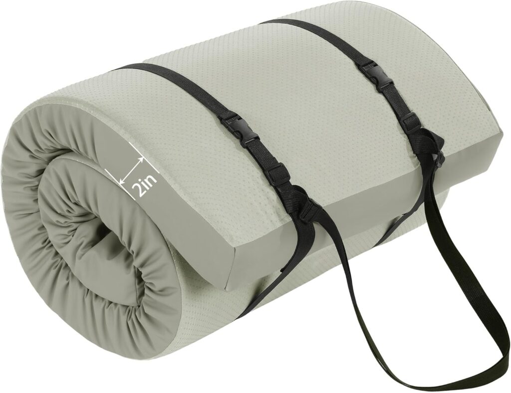 MABOZOO 2 Inch Thick Yoga Mat, 72”x24’x2″ Foldable Extra Thick Exercise Mat Gymnastics Mat with PU Leather, Padded Yoga Mat Fitness Mat for Yoga, Pilates, Stretching