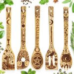 Kitchen Witch Utensils Set Laser Engraved 5 Elements Bamboo Large Cooking Utensils Set Cottagecore Kitchen Witch Gift Romantic Mothers Day Gifts