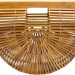 Miuco Womens Bamboo Handbag Handmade Large Tote Bag Straw Beach Bags Beach Purse Size