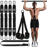 Pull Up Assistance Bands, Adjustable Heavy Duty Resistance Band for Pull Up Bar with 4 Assist Bands, Dual Footrests, Resistance Bands for Ｗorking Out, Strength Training, Home Gym