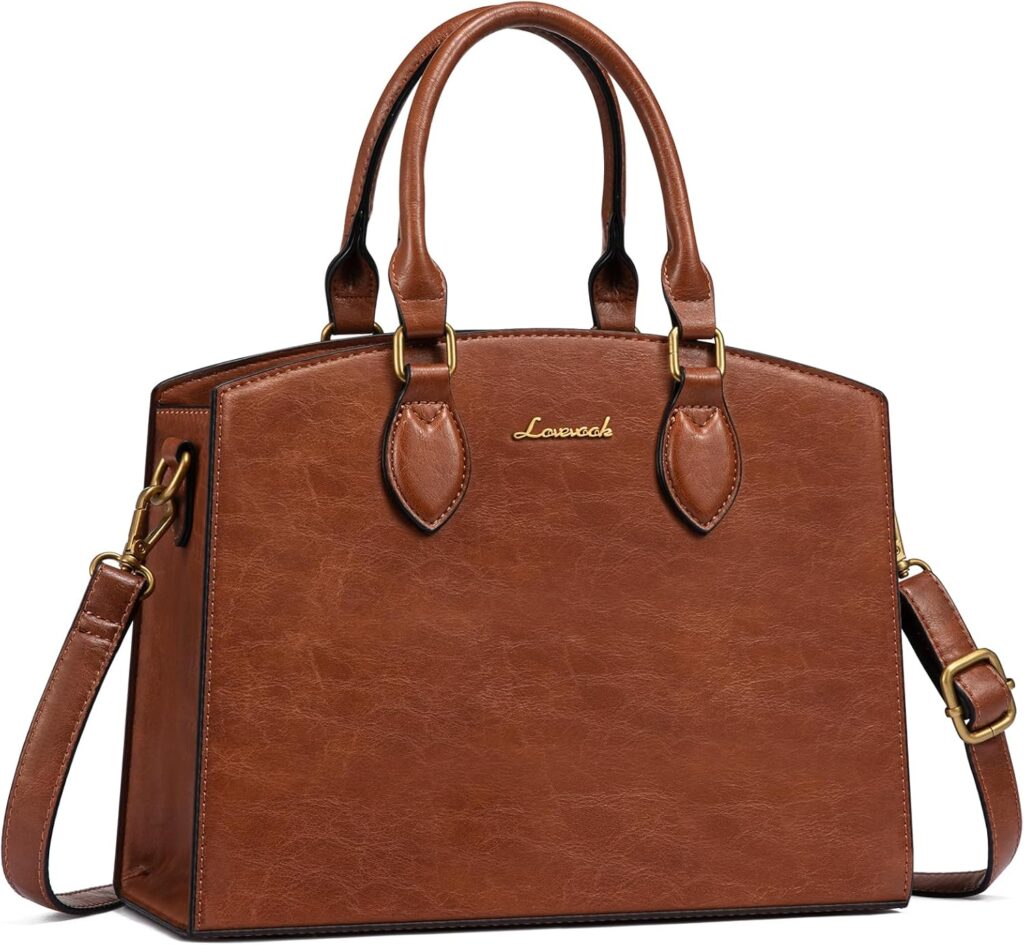 LOVEVOOK Purses and Handbags for Women, Vintage Tote Shoulder Bag Trendy, PU Leather Satchel Bag, Medium Ladies Hand Bag